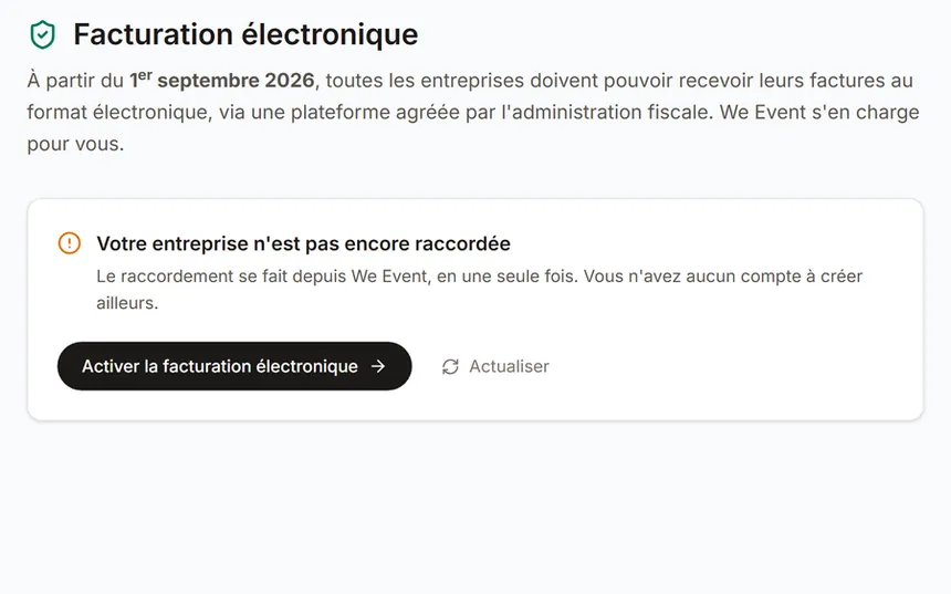 Le raccordement à la facture électronique, depuis We Event