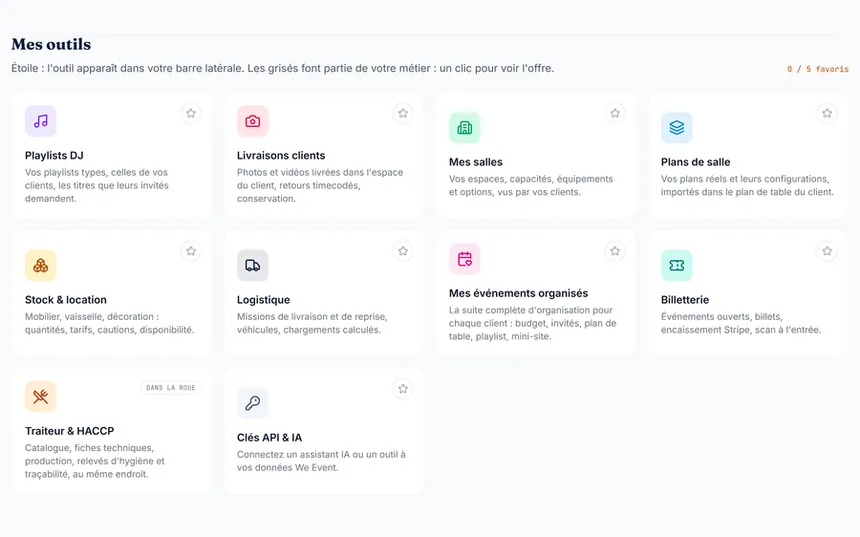 Les outils de chaque métier, dans un seul compte