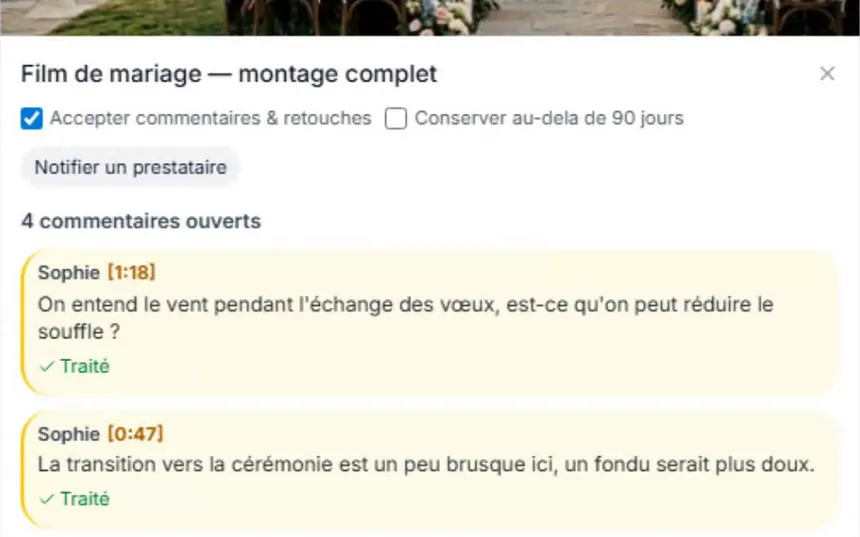 Les retours du couple sur le film, à la seconde près